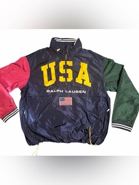 Polo by Ralph Lauren Olympic Navy Pullover with Yellow USA Graphics